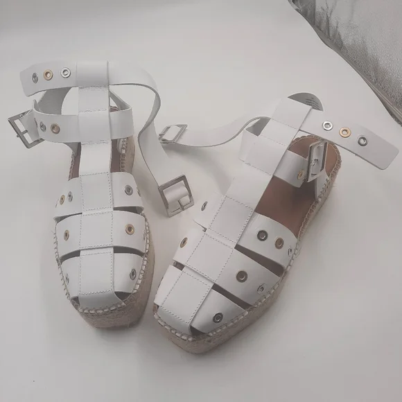 NWOT FREE PEOPLE White Gladiator Sandal Espadrille Flatform Platform 39 Size 9 - Picture 9 of 13